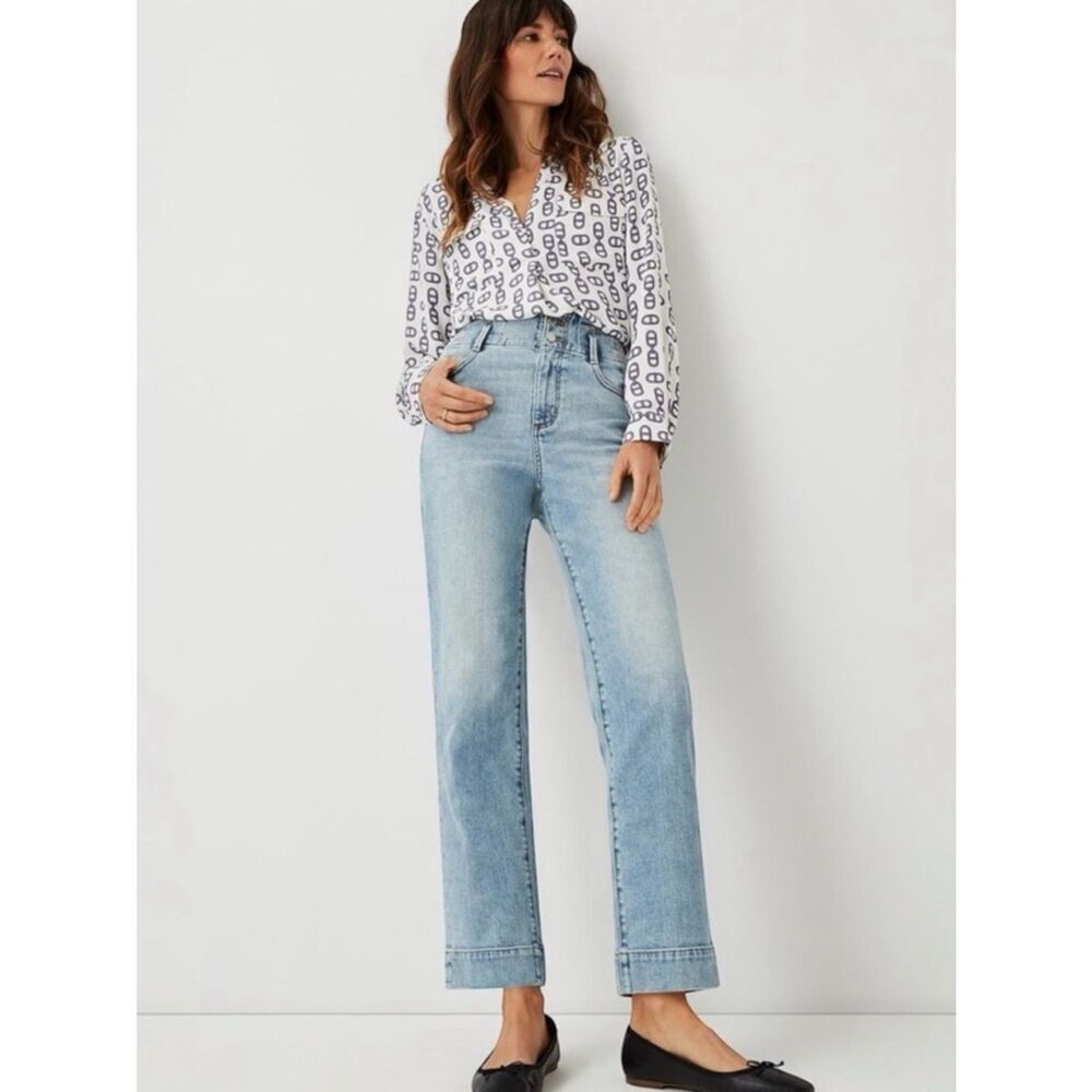 ANN TAYLOR Sculpting Pocket High Rise Corset Easy Straight Jeans Size 18